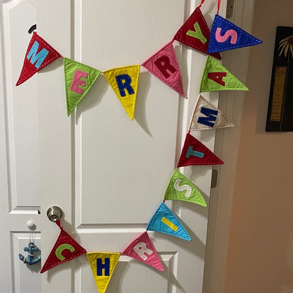 Christmas Banner with Multicolor Flags